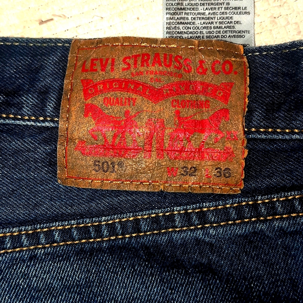 501 Levi's Blue Slim Straight Jeans with Signature Leather Patch